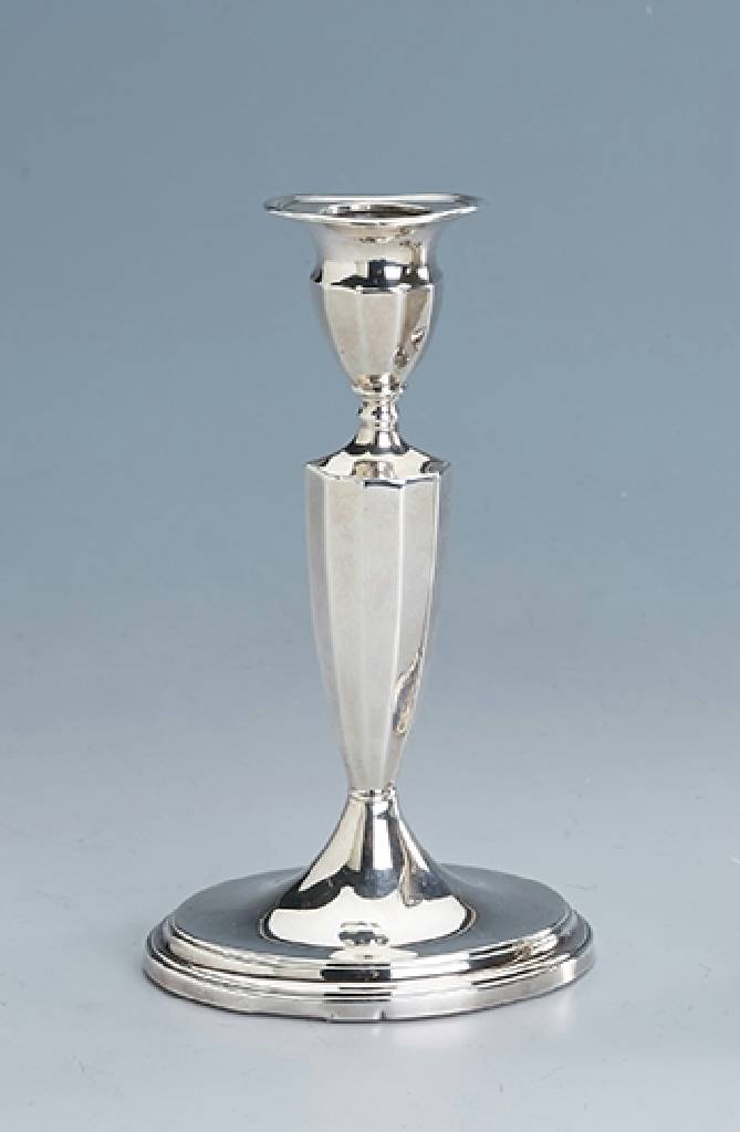 Kerzenleuchter, wohl USA um 1940, 925er Silbergefüllt, reiner viktorianischer Stil, ca. 15 cm