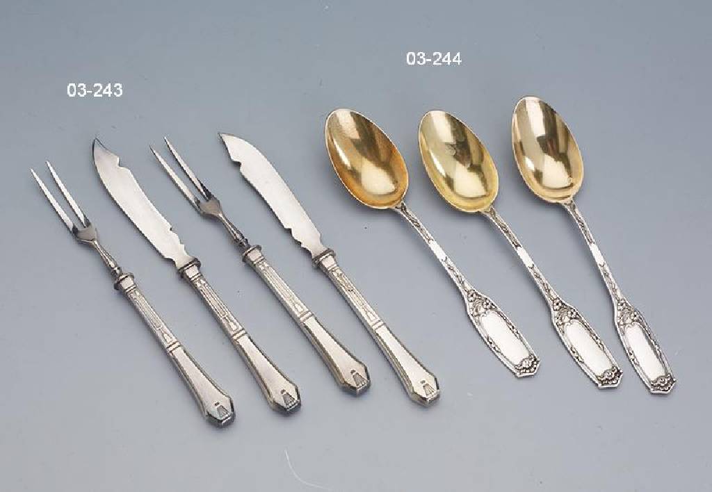 12 Kaffeelöffel, Frankreich um 1900, 950er Silber, Meistermarke Debain, nachgestochen, einer der berühmesten Entwerferum 1900 in Paris, ...