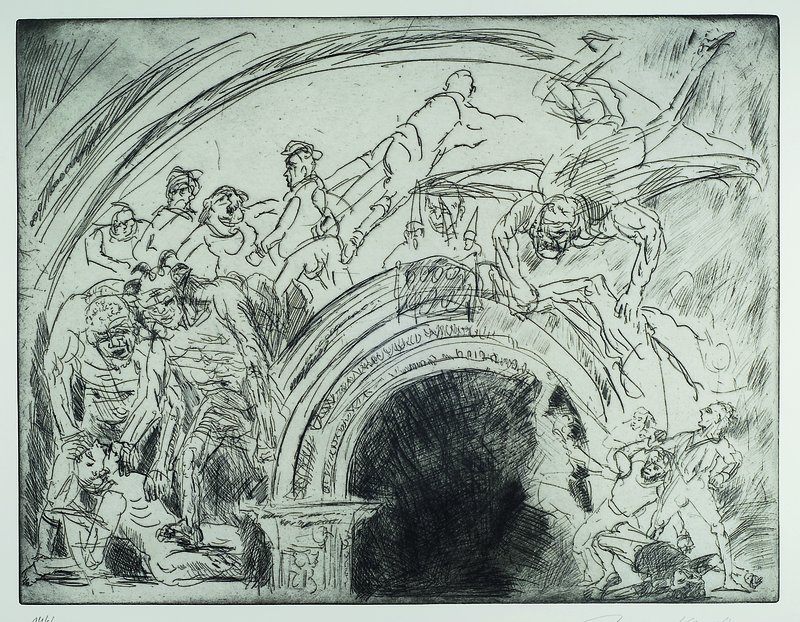 Alfred Hrdlicka, 1928-2009, "Orvieto", Radierung, handsigniert und nummeriert 146/250, ca. 76x91 cm, unter Glas gerahmt