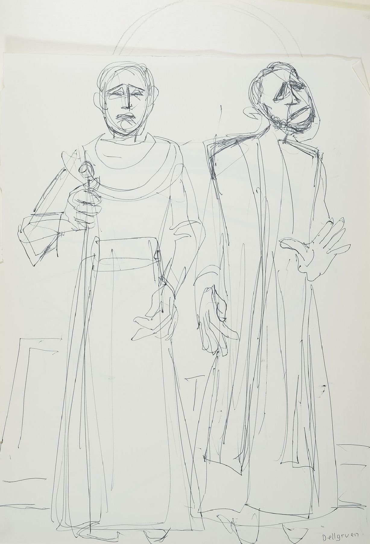 Franz Dellgruen, 1901-1984, Meisterschüler von Robert Sterl u. Max Slevogt, hier: Konvolut aus 24 großformatigen Zeichnungsblättern mit ...