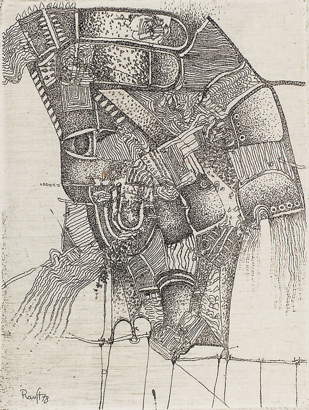 Thomas Ranft, geb. 1945 Königsee, Konvolut aus 6 kleinformatigen Radierungen, davon einmal drucksigniert, Plattengr. bis ca. 7.5x4.4 cm, teilw. ...