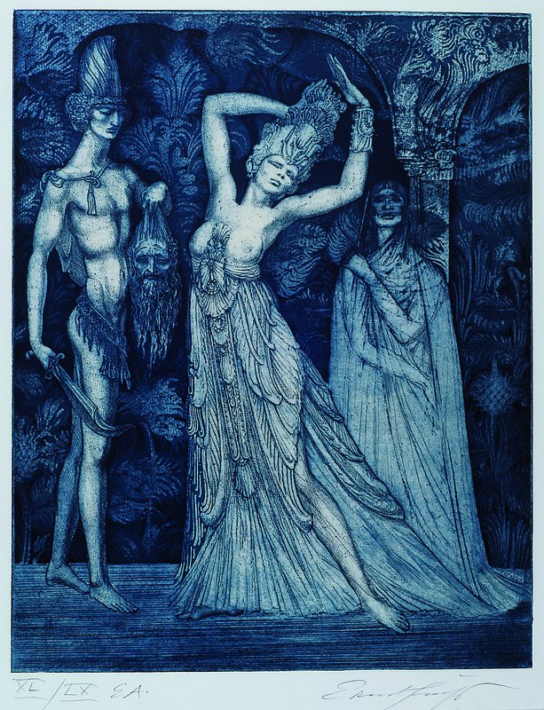 Prof. Ernst Fuchs, geb. 1930, Konvolut aus zwei Radierungen, "Tanz der Salome", handsigniert und nummeriert XL/LX EA, Motiv ca. 44x34,5 cm, ...