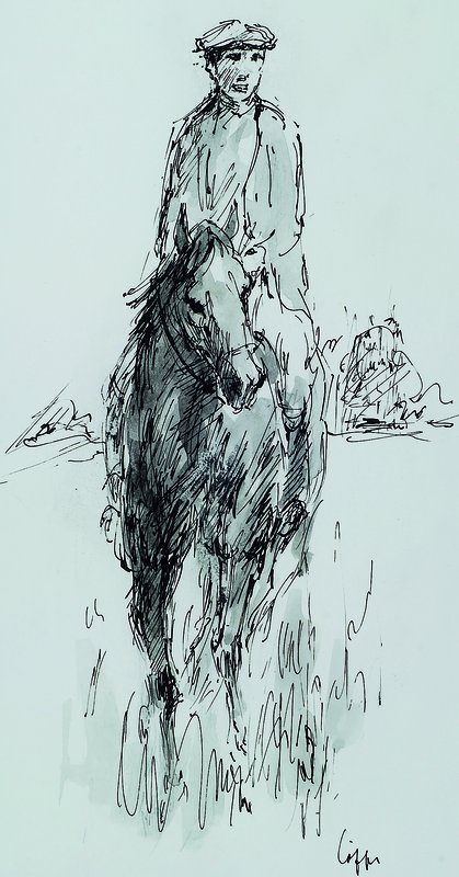 Paul Löffler, geb. 1920 Mannheim, Konvolut aus zwei Aquarellen und einer Zeichnung, je handsigniert, Motiv ca. 30x16 cm, ca. 51,5x34 cm, ca. 40x54 ...