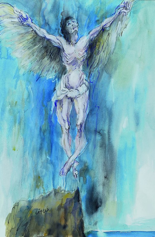 Detail b: Paul Löffler, geb. 1920 Mannheim, Konvolut aus zwei Aquarellen und einer Zeichnung, je handsigniert, Motiv ca. 30x16 cm, ca. 51,5x34 cm, ca. 40x54 ...