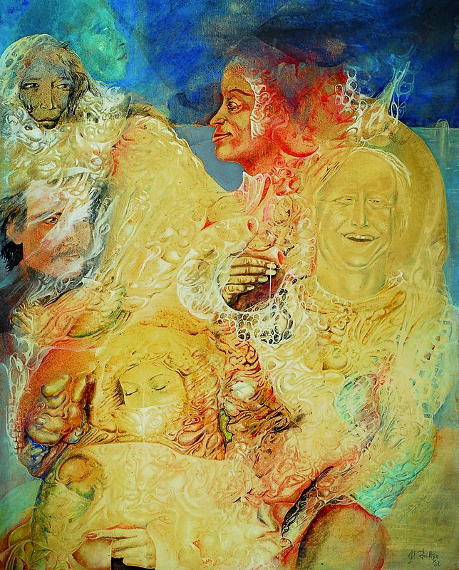 Klaus Böttger, 1942 Dresden-1992 Wiesbaden, Köpfe, Gouache auf Lwd, rechts unten signiert und datiert 80, ca. 99x78cm, Rahmen
