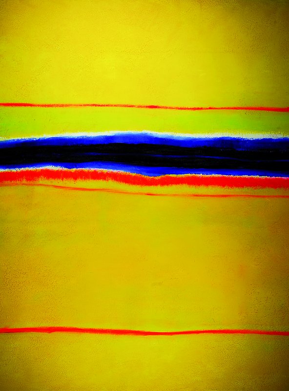 Gaston Galé, zeitgenössischer belgischer Künstler, abstrakte Komposition in Gelb, Orange, Blau, Schwarz, Öl/Lwd., links unten signiert, ca. ...