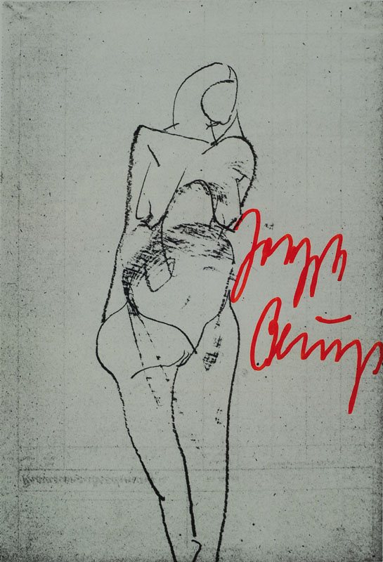 Joseph Beuys, 1921-1986, "Stehendes nacktes Mädchen", Offset nach einer Radierung aus den 50er Jahren, handsigniert, ca. 25x16 cm, ...