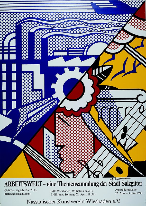 Roy Lichtenstein, 1923-1997, "Arbeitswelt", Farboffset, handsigniert, nur wenige handsignierte Exemplare, ca. 84x59.5 cm