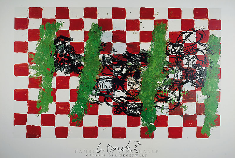 Georg Baselitz, geb. 1938, "Bildelf", Farboffset, handsigniert, nur wenige handsignierte Exemplare, ca. 68,5x100 cm