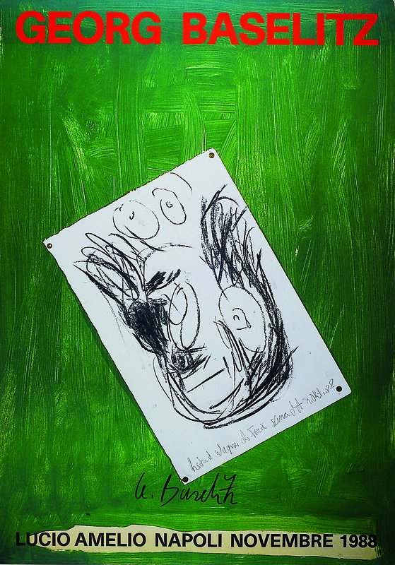 Georg Baselitz, geb. 1938, "Richard Wagner", Farboffset auf schwerem Papier, handsigniert, nur wenige handsignierte Exemplare, ca. 99x69,5 ...