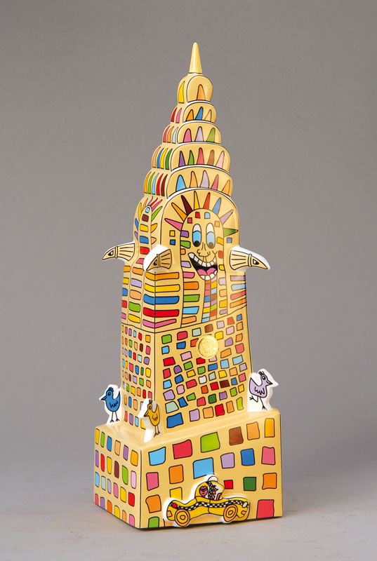 James Rizzi, 1950-2011, "Highway to the Sky", Porzellanskulptur, nummeriert 36/500, mit Zertifikat, mit Originalverpackung, diese lt. ...
