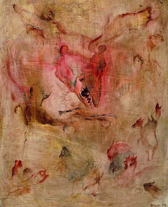 Uwe Bremer, geb. 1940, Fabelwesen, Öl/Platte, durchscheinender Farbauftrag, signiert, 71 x 58 cm, Rahmen l. best.
