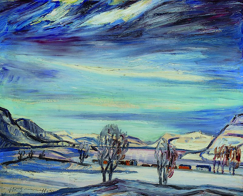 Erwin Schulz-Carnoff, 1913-1990, Winterdorf, Öl/Platte, signiert und datiert 46, ca. 76x61cm, Rahmen