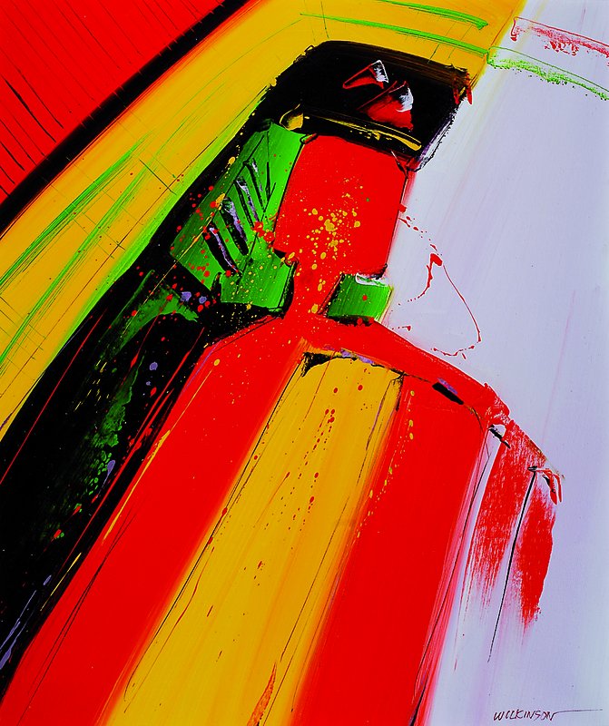 Detail a: Wilkinson, Ende 20. Jh., zwei Gemälde abstrakte Darstellungen, Acryl/Leinwand, re. u. signiert, ca. 61 x 50 cm, Rahmen