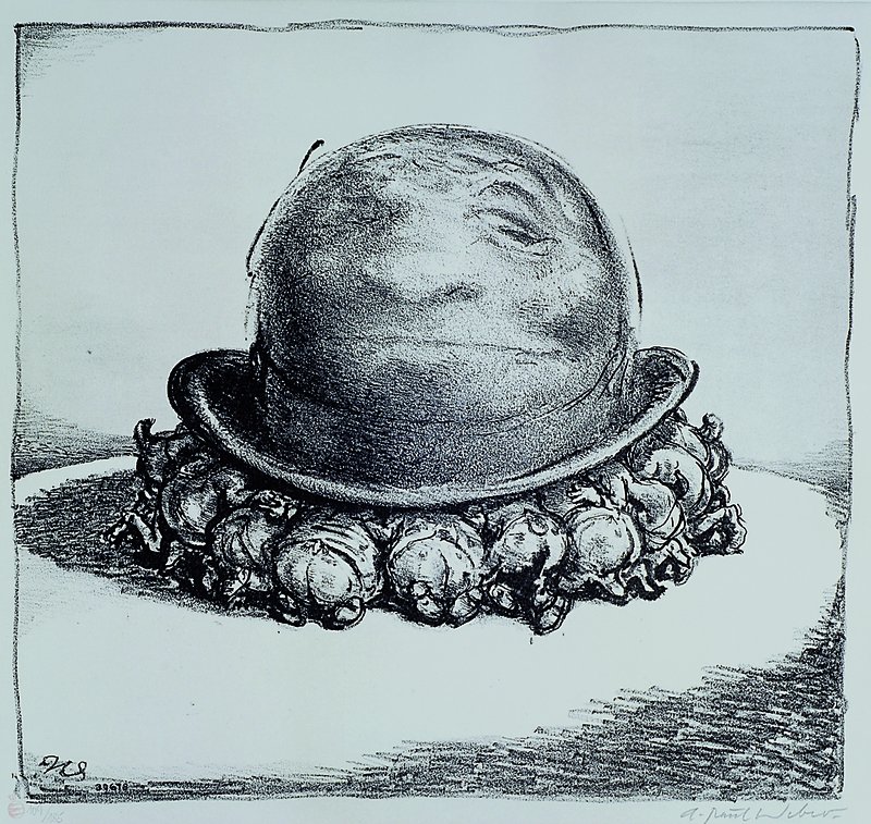 A. Paul Weber, 1883-1980, Lithographie, handsigniert und nummeriert 109/185, Motiv ca.34.5x37 cm, Blattgr. ca. 50x56 cm