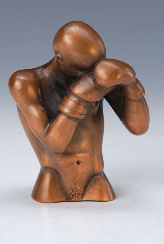 Bruno Bruni, geb. 1935 Gradara, Bronzeskulptur, Boxer, Figur Präge Signatur, nummeriert 1672/30000, Höhe ca. 10 cm