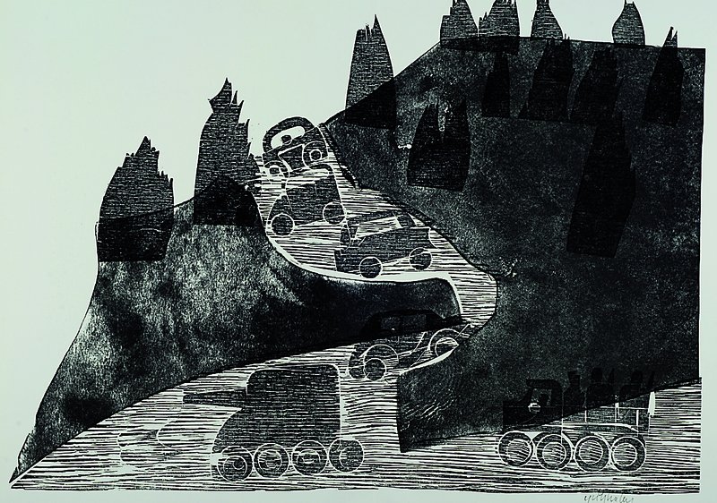 Detail a: Hap Grieshaber, 1909-1981, 2 Farbholzschnitte, je handsigniert, je ca. 59x43 cm, mit Bugfalte