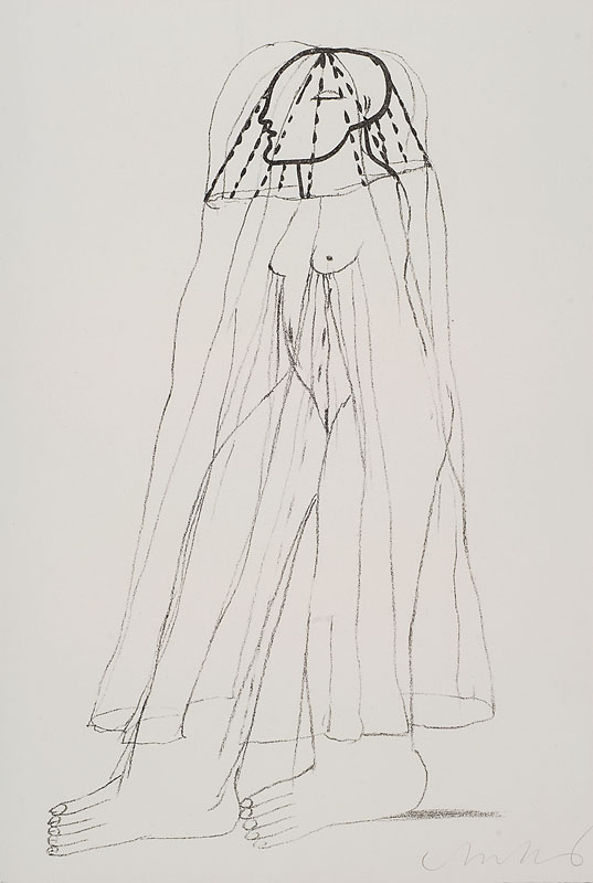 Horst Antes, geb. 1936, Lithographie, weiblicher Akt, handsigniert, ca. 30x21 cm, unter Glas gerahmt