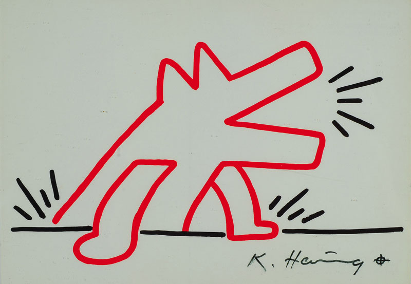 Keith Haring, 1958-1990, Farboffset, handsigniert, ca. 10,5x15 cm, Rahmen