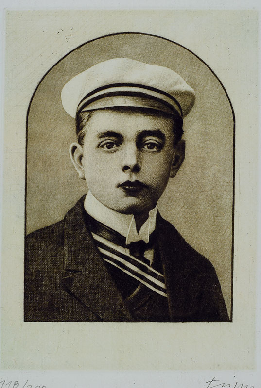 Jan Peter Tripp, geb. 1945, Radierung, Bildnis des Dichters, Georg Heym, handsigniert, nummeriert, ca. 23x16 cm, Rahmen