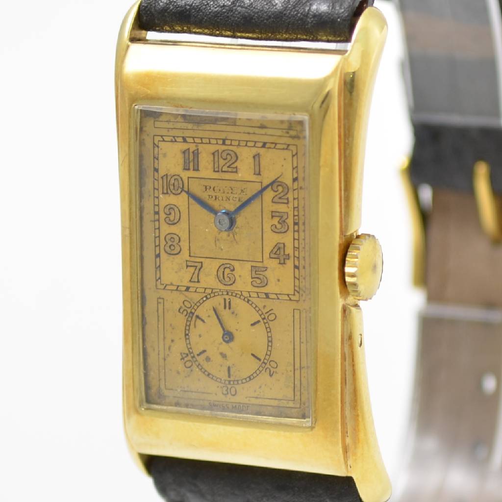 Detail a: ROLEX seltene Herrenarmbanduhr Prince Brancard, Handaufzug, Ref. 1490, sog. Doctors watch, frühe Ausführung, Schweiz 1930er/40er Jahre, tailliertes ...