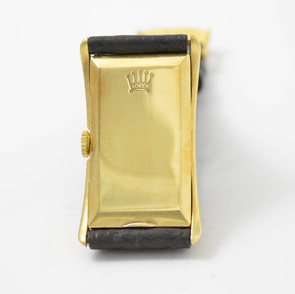 Detail c: ROLEX seltene Herrenarmbanduhr Prince Brancard, Handaufzug, Ref. 1490, sog. Doctors watch, frühe Ausführung, Schweiz 1930er/40er Jahre, tailliertes ...