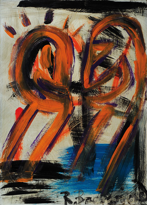 Rudi Baerwind, 1910-1982, Öl/Malplatte, abstrakte Komposition, signiert, ca. 70x50 cm
