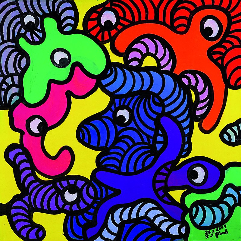 Franz Blank, 1932 Sindolsheim, betreut durch Prof. Karl Ruhrberg, organische Darstellung, Acryl/Lwd, signiert dat. 2004, ca. 60 x 60 cm