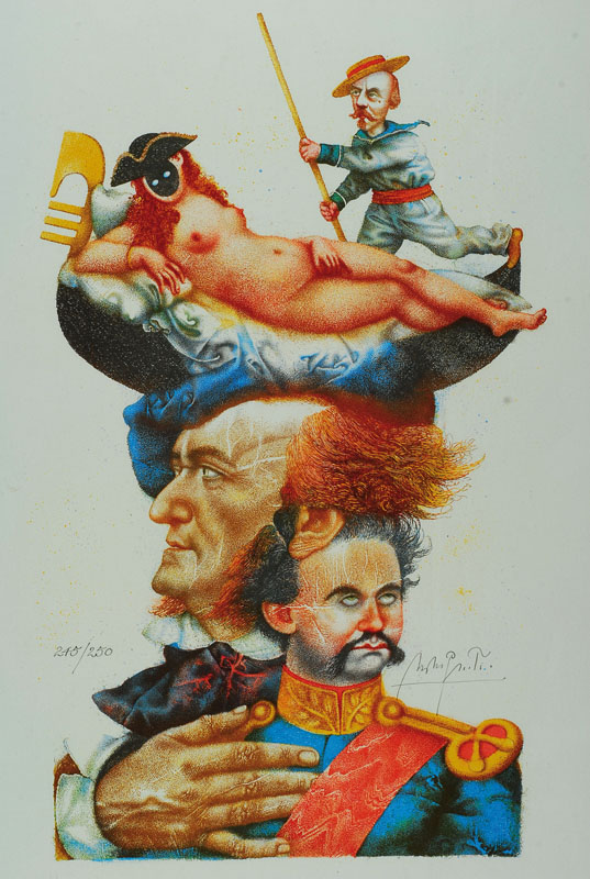 Michael Mathias Prechtl, 1926-2003, Lithographie, handsigniert und dat. 245/250, ca. 50 x 34 cm Blattmaß, unter Glas, Rahmen