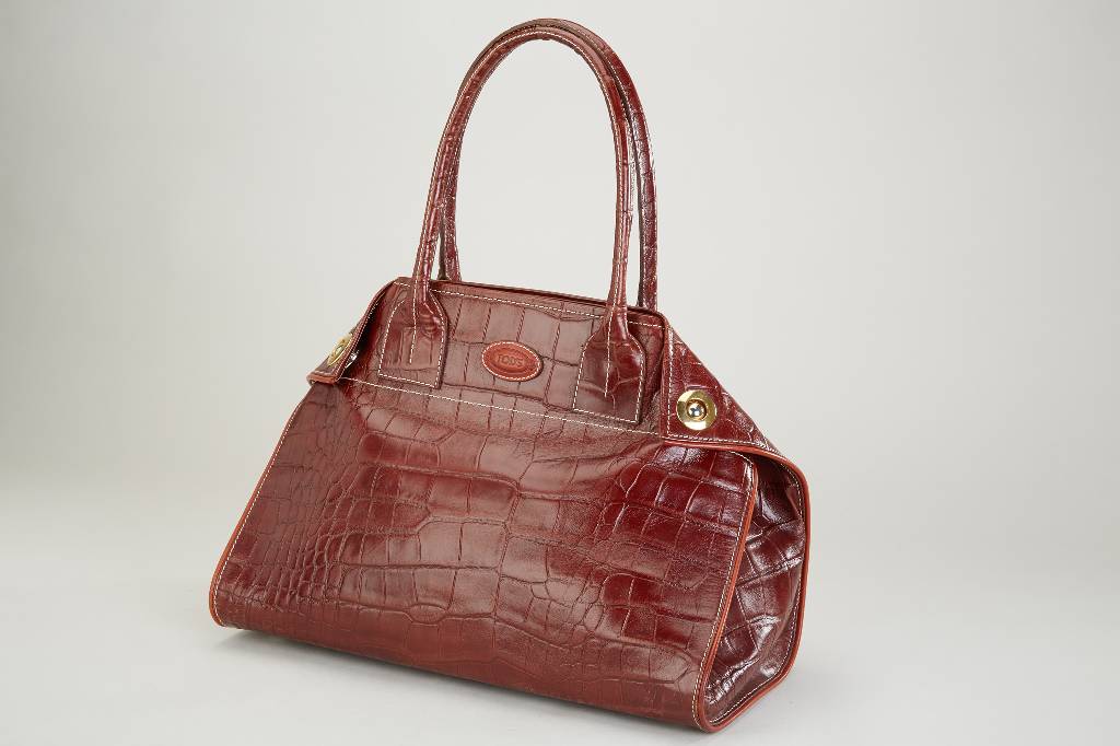 TODS Tasche, cognacfarbenes Leder, mit Krokoprägung, reiche Innenausstattung, 2 seitl. Innentaschen mit Reißverschluß, Ecken umklappbar mit ...