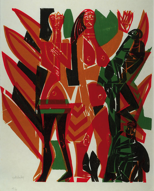 HAP Grieshaber, 1909-1981, Farbholzschnitt, handsigniert, num. 16/XL, ca. 58x50cm, unter Glas, Rahmen