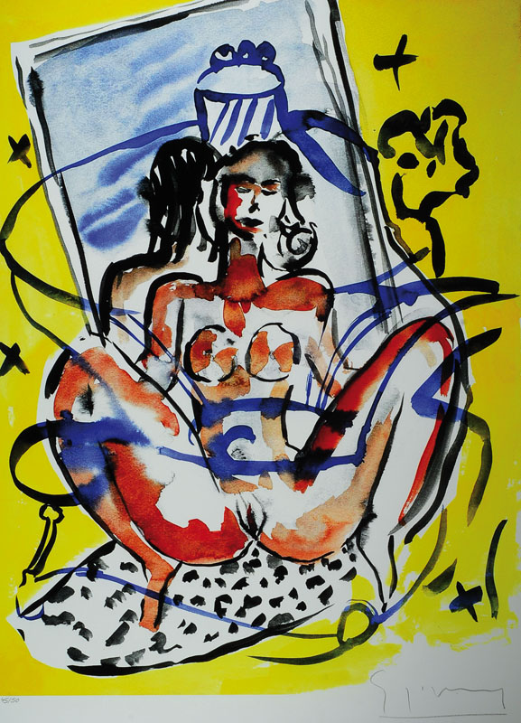 Stefan Szczesny, geb. 1951 München, Nude on mirror, Giclee auf Baumwollpapier, handsigniert und nummeriert 45/50, Blattgr. ca. 79,5x60,5 cm, mit ...