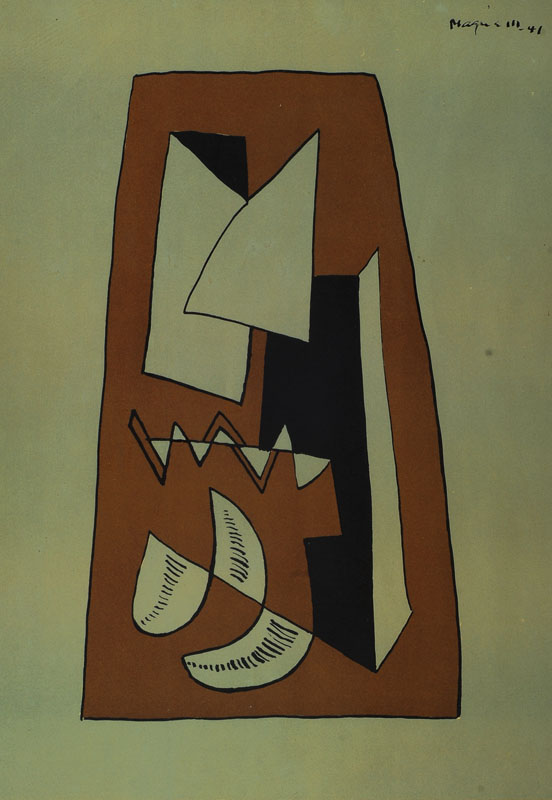 Alberto Magnelli, 1888-1971, Farblithographie, im Druck signiert und datiert 41, handsigniert und nummeriert 3/75, Motiv ca. 50x35 cm, unter Glas ...