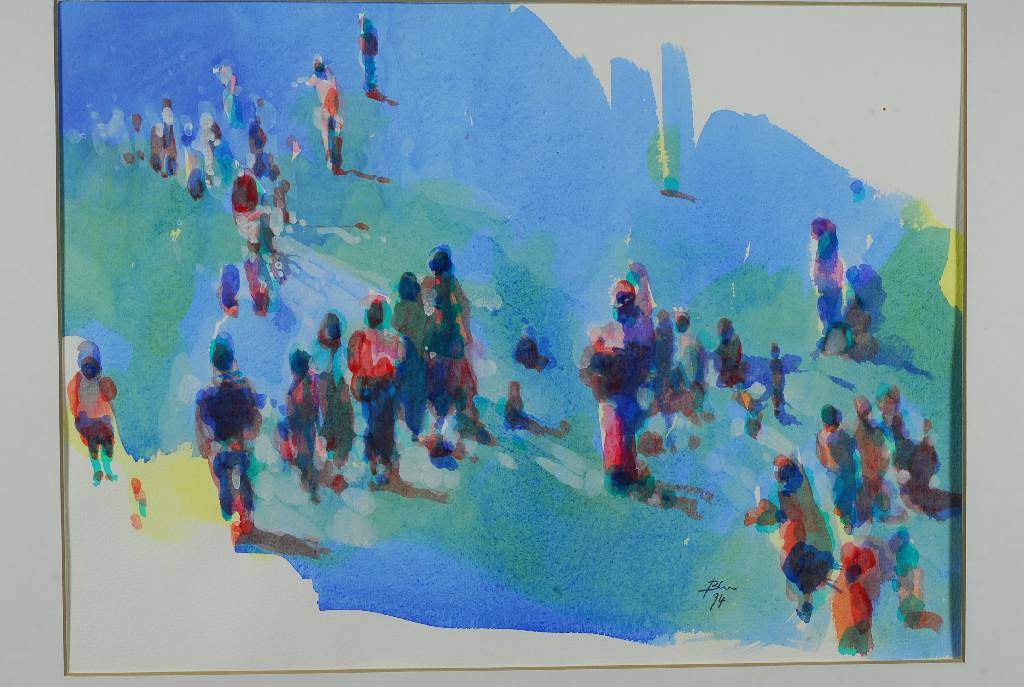 Blu o.ä., datiert (19)94, Aquarell auf Papier, handsigniert und datiert, Blattgr. ca. 37,5x55 cm, unter Glas gerahmt