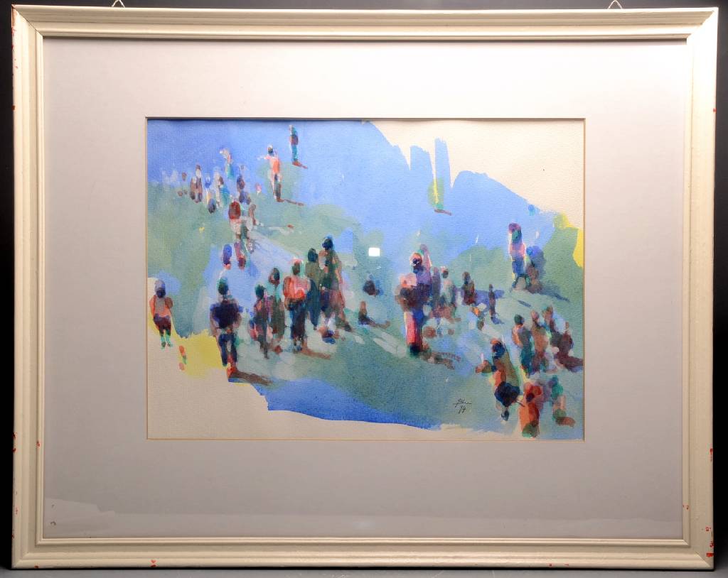 Detail a: Blu o.ä., datiert (19)94, Aquarell auf Papier, handsigniert und datiert, Blattgr. ca. 37,5x55 cm, unter Glas gerahmt