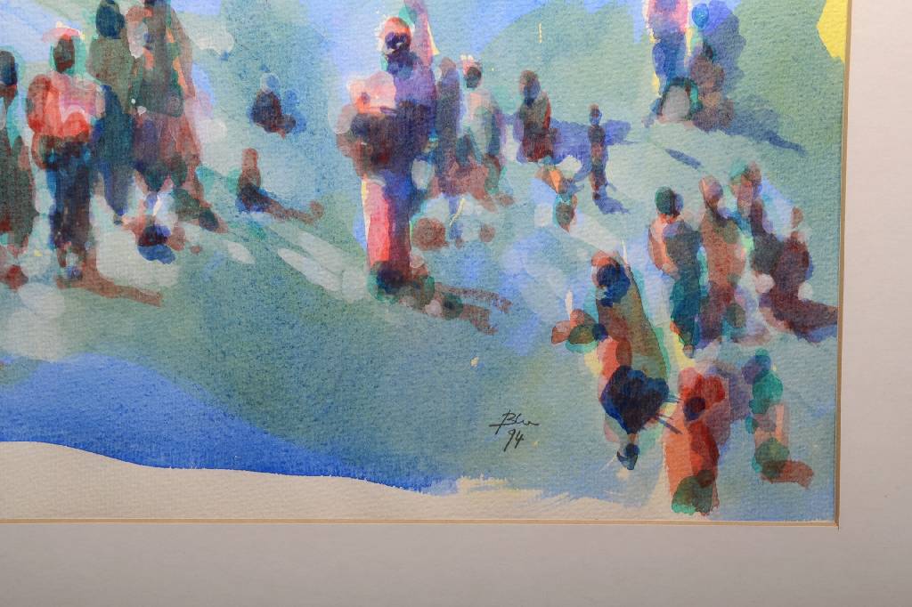 Detail b: Blu o.ä., datiert (19)94, Aquarell auf Papier, handsigniert und datiert, Blattgr. ca. 37,5x55 cm, unter Glas gerahmt