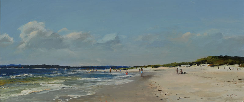 Ulf Petermann, geb. 1950, "Strandstudie - am Ellenbogen - Sylt", Öl/Pappe, monogrammiert und datiert 04, rückseitig bezeichnet und ...