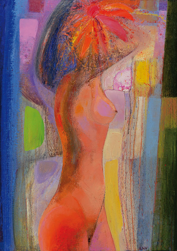 Wenzislav Iliev, geb. 1958, Stehender Akt, Öl/Lwd, rechts unten signiert, ca. 70x50cm, Rahmen