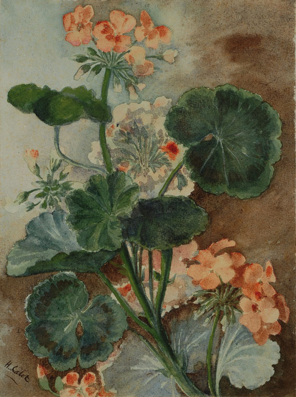 H. Calot, wohl 70er Jahre, Blumenstillleben, Aquarell, Blattgr. ca. 27.5x21 cm, sehr breiter Prunkrahmen, dieser besch., starke Gebr.-Sp.