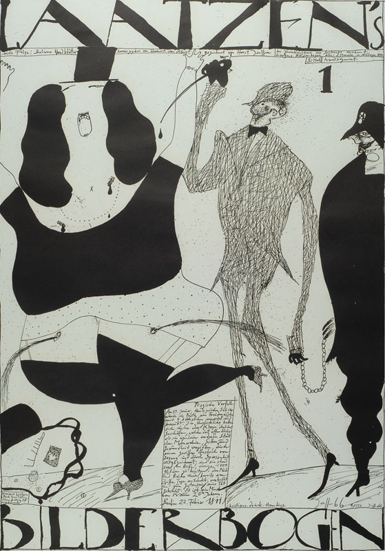 Horst Janssen, 1929-1995, Konvolut aus drei Offsets, je handsigniert, 2x datiert 66, Blattgr. ca. 60,5x42 cm bzw. 62x43 cm, unter Glas gerahmt