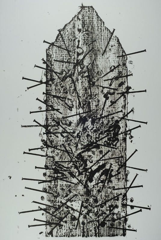 Günther Uecker, geb. 1930, "Goslar", Lithografie auf dickem BFK-Rives Büttenpapier, 1983, Auflage 100, bezeichnet "Probe", ...