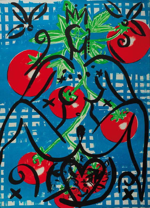 Stefan Szczesny, geb. 1951, "Tomato Queen", Farblithografie auf schwerem handgemachtem Baumwollpapier, aus 1998, handsigniert und ...