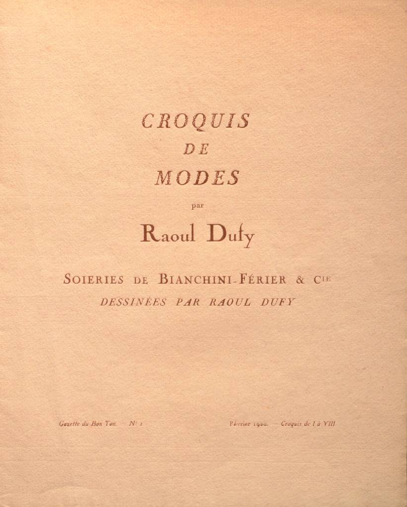 Detail a: Raoul Dufy, 1877-1953, "Croquis de Modes par Raoul Dufy", acht Lithographien mit Umschlag, je im Druck monogrammiert und datiert 1920, je ...