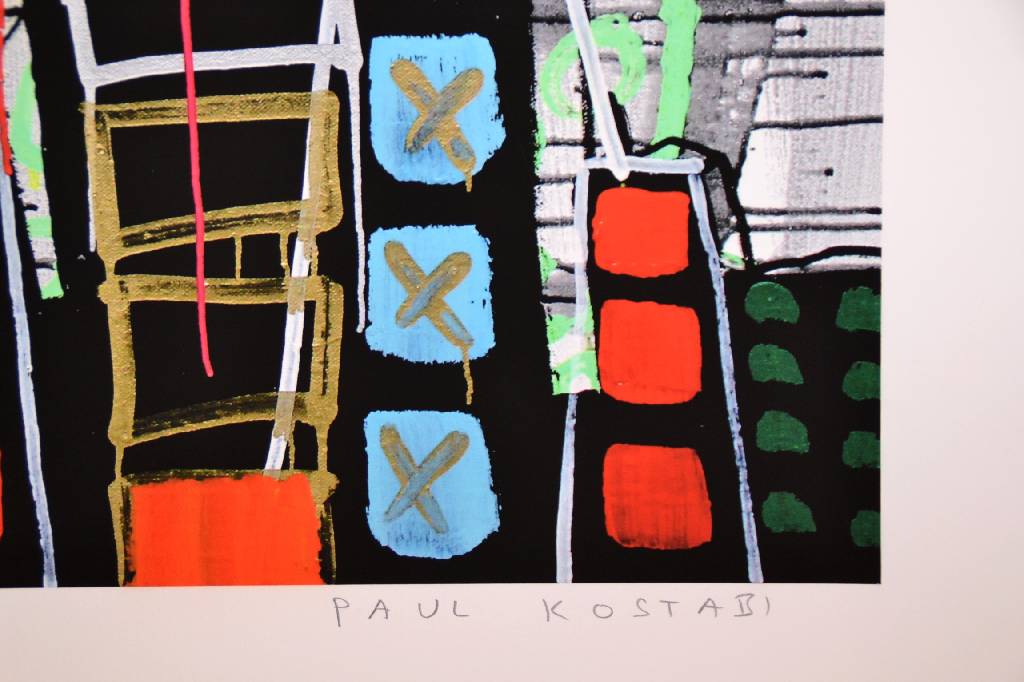 Detail a: Paul Kostabi, geb. 1962, "Boxes in the sky", Giclee auf schwerem handgemachten Baumwollpapier, handsigniert und nummeriert 29/75, aus 2013, ...