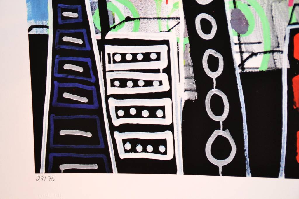 Detail b: Paul Kostabi, geb. 1962, "Boxes in the sky", Giclee auf schwerem handgemachten Baumwollpapier, handsigniert und nummeriert 29/75, aus 2013, ...