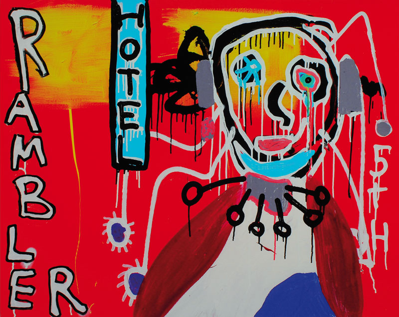 Paul Kostabi, geb. 1962, "AMC Hotel", Giclee auf schwerem handgemachten Baumwollpapier, handsigniert und nummeriert 44/75, aus 2013, ca. ...