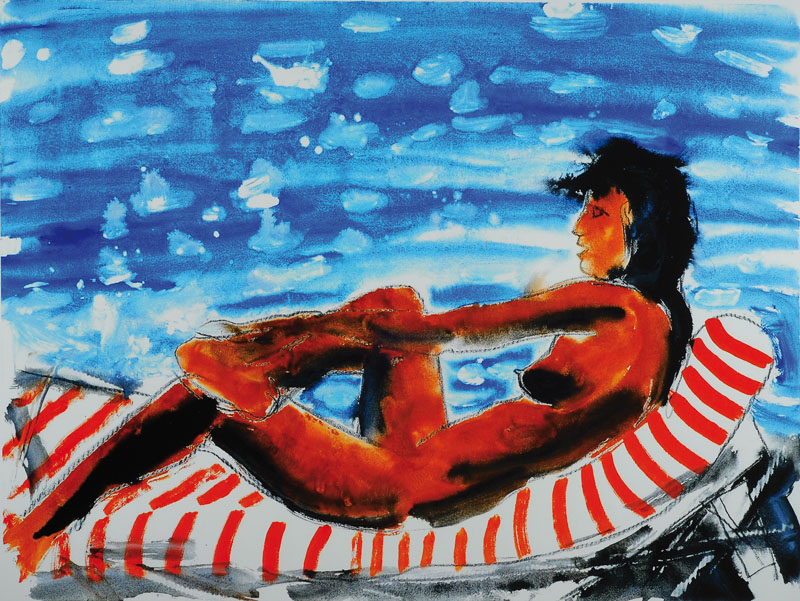 Stefan Szczesny, geb. 1951, "Plage de Pampelonne", Giclee auf schwerem handgemachtem Baumwollpapier, handsigniert und nummeriert 6/50, aus ...