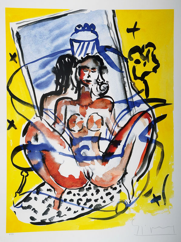 Stefan Szczesny, geb. 1951, "Nude on mirror", Giclee auf schwerem handgemachtem Baumwollpapier, handsigniert und nummeriert 4/50, aus 2013, ...