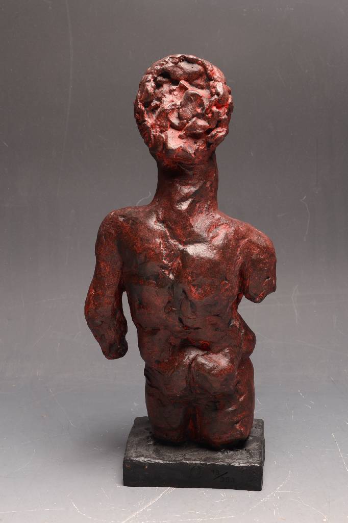 Detail b: Markus Lüpertz, geb. 1941, männlicher Torso, Bronzeskulptur, signiert und nummeriert 16/950, mit Punze der Gießerei Schmäke in Düsseldorf, ca. ...