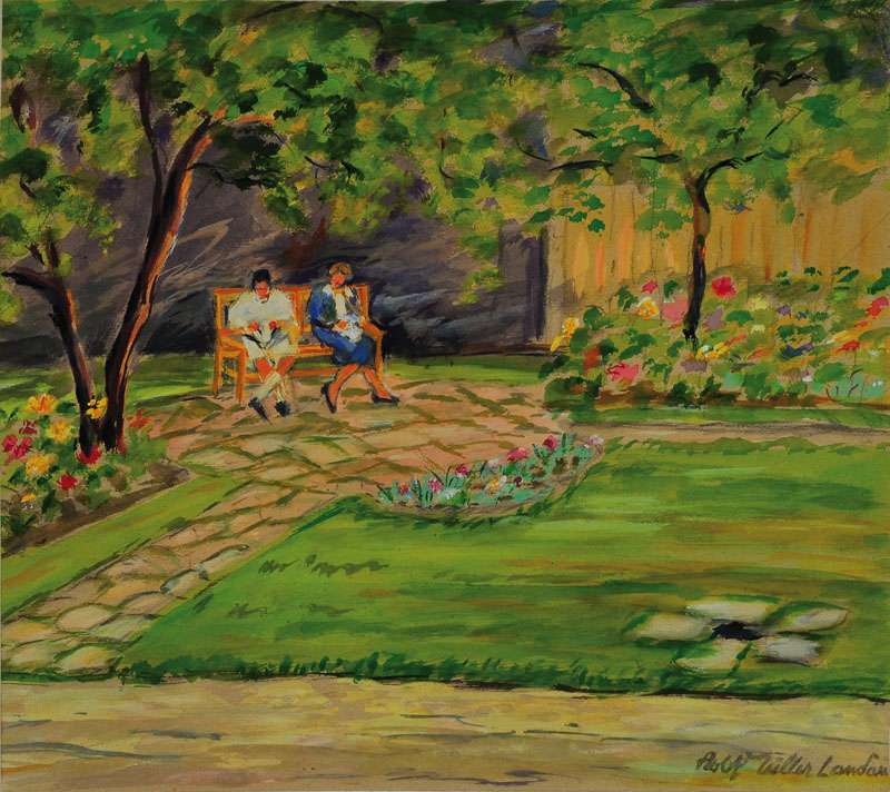Rolf Müller-Landau, 1903-1956, Frauen auf der Parkbank, Aquarell auf Papier, rechts unten signiert, ca. 24.5x 26.5cm